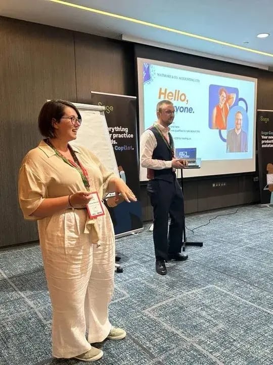 Rebecca and Lawrence Watmore delivering a workshop on how to better support neurodivergent clients to accountants and bookkeepers on the ICB Inspire Tour